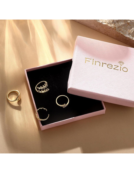 Anillos de Dedo de Oro Relleno 14K Finrezio - 2 Piezas Anillos de Dedo de Oro Relleno 14K Finrezio - 2 Piezas