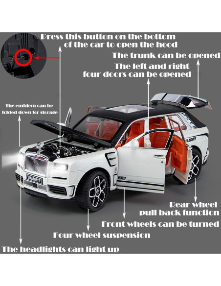 Coche de Juguete Rolls-Royce Cullinan 1/24 Blanco con Sonido y Luz Coche de Juguete Rolls-Royce Cullinan 1/24 Blanco con Sonido y Luz