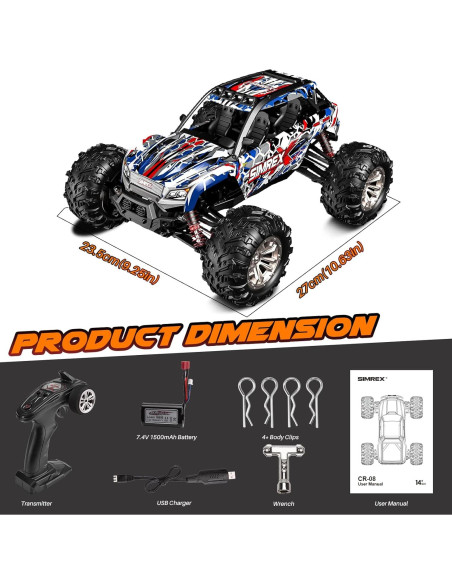Coche RC Todo Terreno SIMREX 1/16 36 KPH 4WD Control Remoto Coche RC Todo Terreno SIMREX 1/16 36 KPH 4WD Control Remoto