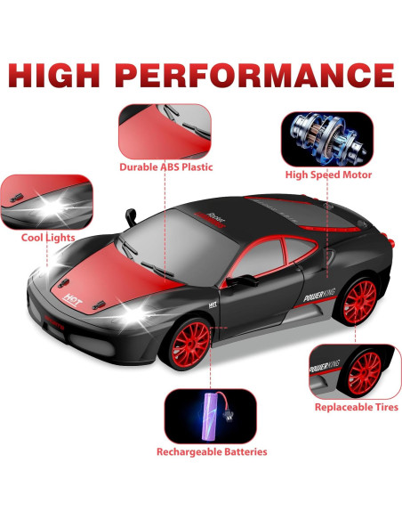 Coche RC de Deriva YUAN PLAN 1:24 4WD Recargable Negro Coche RC de Deriva YUAN PLAN 1:24 4WD Recargable Negro