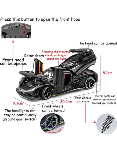 Coche de Juguete Koenigsegg Jesko 1/24 con Luz y Sonido
