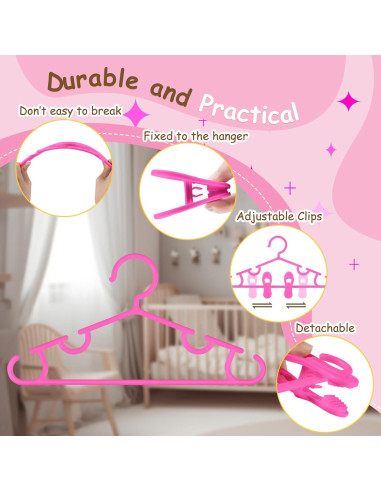 Perchas para Bebés Hsei con Clips - 120 Piezas Rosa
