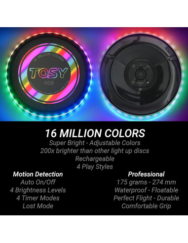 Disco Volador TOSY RGB Modelo Ultimate 36 LEDs Recargable