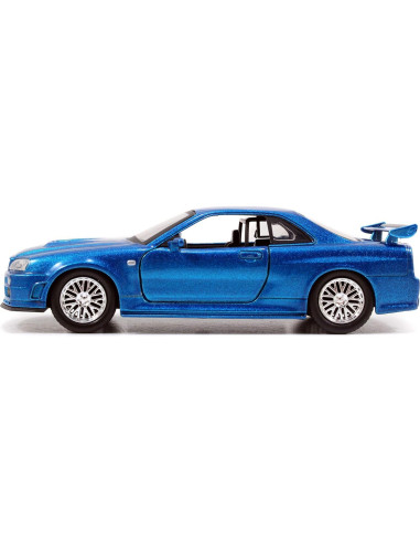 Nissan Skyline GT-R R34 Juguete 1:32 Jada Toys Plateado y Azul