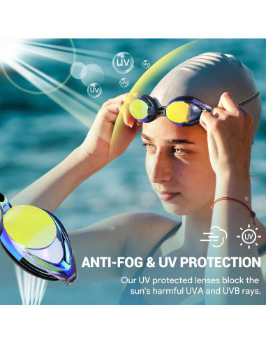 Gafas de natación Otionus unisex con correa elástica y lentes UV