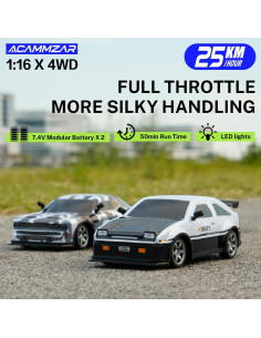 Coche RC Drift ACAMMZAR 1:16 25KM/H 4WD LED Negro 2
