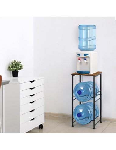 Organizador Soporte Botellas Agua 5 Galones BTY Marrón 2 Niveles