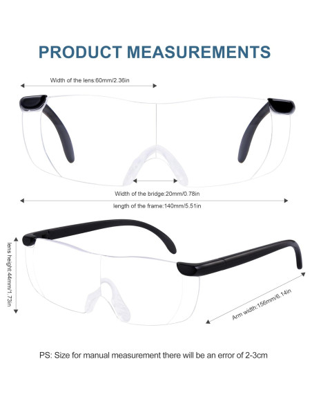 Gafas de Aumento 2.0X OuShiun para Lectura y Manualidades Gafas de Aumento 2.0X OuShiun para Lectura y Manualidades