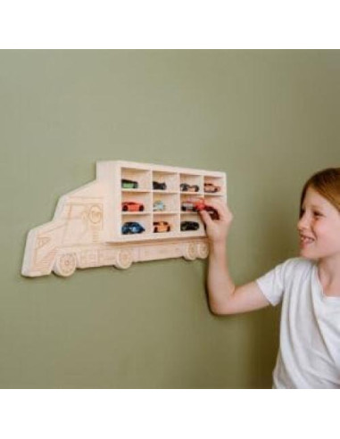 Organizador de Autos de Juguete - Madera - Soporta 12 Autos