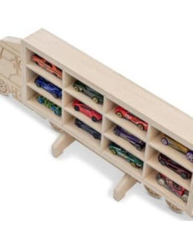 Organizador de Autos de Juguete - Madera - Soporta 12 Autos
