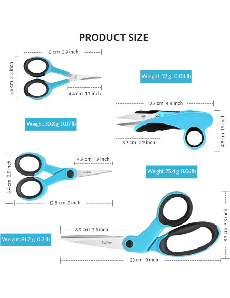 Paquete de Tijeras de Costura Premium Asdirne - 4 Piezas Paquete de Tijeras de Costura Premium Asdirne - 4 Piezas