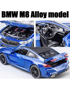 Coche de Juguete BMW M8 Metal 1:32 Luz y Sonido Azul 2