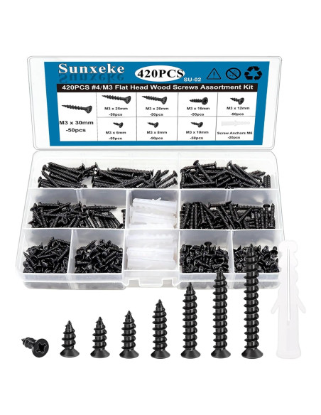 Kit de 420 Tornillos M3 y Anclajes M6 Sunxeke - Autoperforantes Kit de 420 Tornillos M3 y Anclajes M6 Sunxeke - Autoperforantes