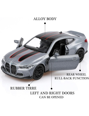 Coche a Escala 1/36 BMW M4 2023 Die-Cast Retroceso Plata