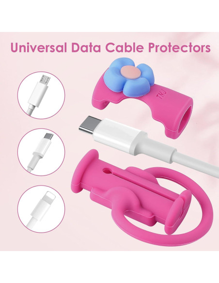 Protector de Cable de Silicona SAISHANG para iPhone - Flor Azul Protector de Cable de Silicona SAISHANG para iPhone - Flor Azul