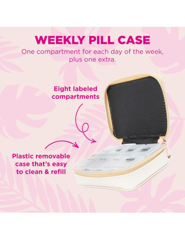 Funda para Pastillas Miamica Beige con Organizador Removible 8 Días