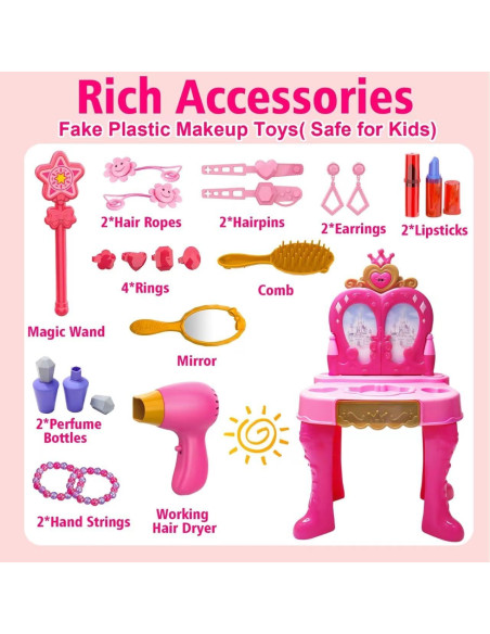 Conjunto de Maquillaje Rosa AugToy con Espejo y Música 2-5 Años Conjunto de Maquillaje Rosa AugToy con Espejo y Música 2-5 Años