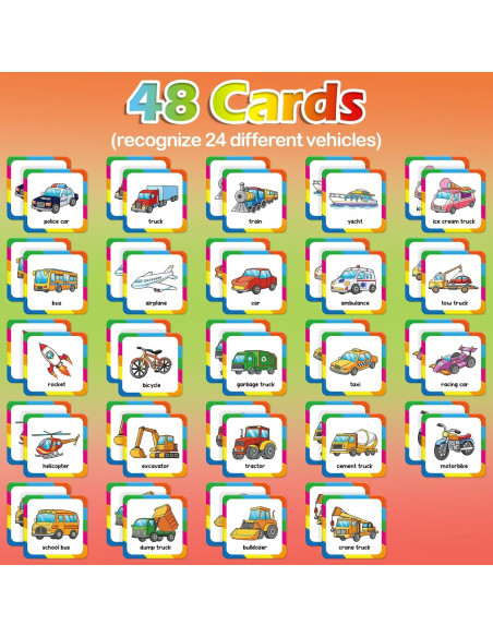 Juego de Memoria Aizweb 48 Piezas Vehículos Educativos 3-7 Años Juego de Memoria Aizweb 48 Piezas Vehículos Educativos 3-7 Años