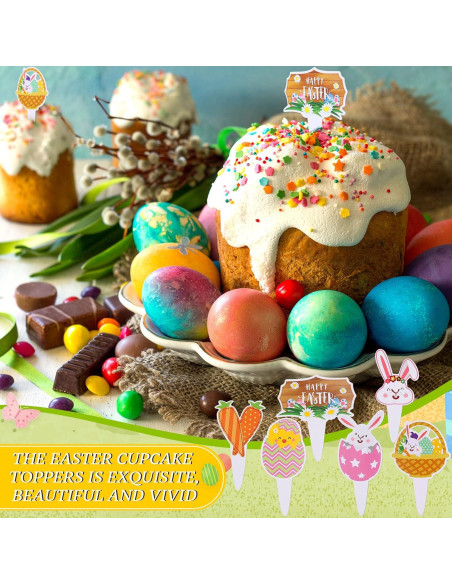 24 Adornos de Pastel de Conejo de Pascua Faccito - Decoración Fiesta 24 Adornos de Pastel de Conejo de Pascua Faccito - Decoración Fiesta