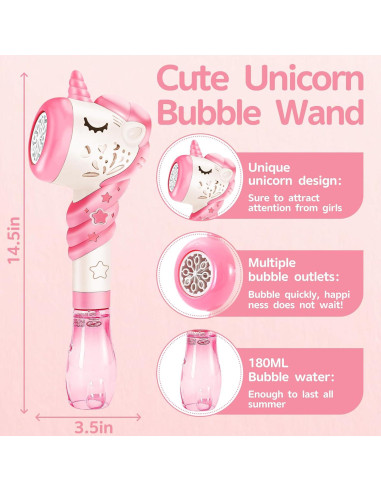 Varita de Burbujas Unicornio Woplagyreat para Niños 1-8 Años