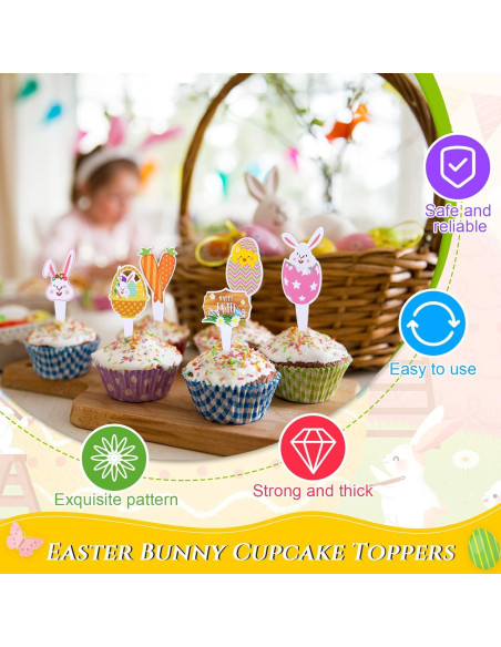 24 Adornos de Pastel de Conejo de Pascua Faccito - Decoración Fiesta 24 Adornos de Pastel de Conejo de Pascua Faccito - Decoración Fiesta
