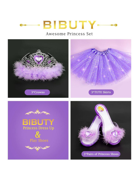 Conjunto de Disfraz de Princesa BIBUTY con Zapatos y Coronas Conjunto de Disfraz de Princesa BIBUTY con Zapatos y Coronas