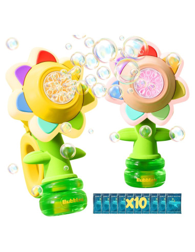 Paquete de 2 Pistolas de Burbuja Joi Mew con Luces LED y 10 Recargas