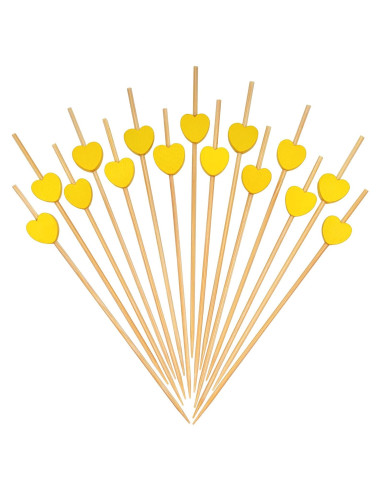 Palillos de Bambú Amarillo Corazón Minisland 100 Piezas 11.94 cm