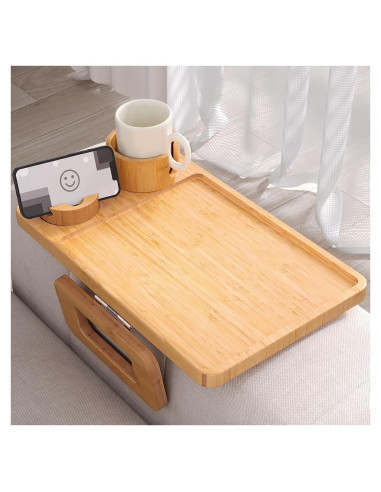 Bandeja de Sofá Plegable Danfoxer de Bambú Natural 40x25cm