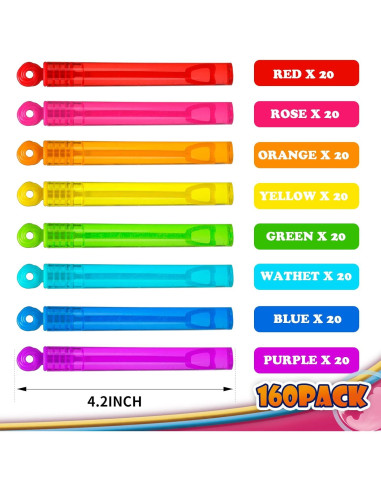 160 Varitas de Burbujas Neón Uzoxlsn para Niños 10.16 cm