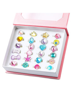 Set de 24 Anillos de Joyería Ajustables WATINC para Niñas