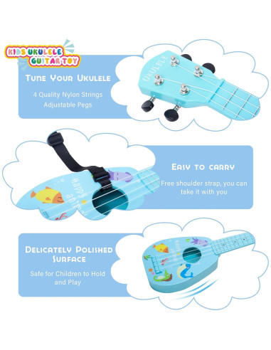 Ukulele Mini para Niños YOLOPLUS+ 43.2x17.8 cm Azul