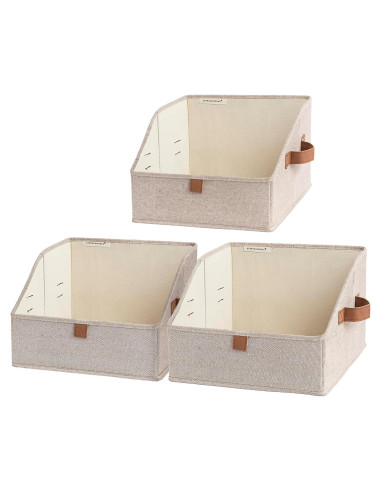 Cajas de Almacenamiento StorageWorks 3 Piezas Pequeñas Tela Marrón Beige