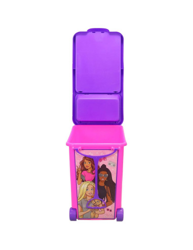 Contenedor Rodante Barbie 20L Rosa con Ruedas y Asa