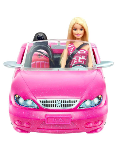 Muñeca Barbie y Coche Convertible Rosa Brillante 2 Asientos