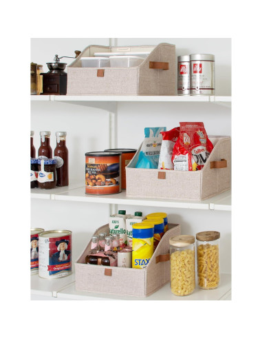 Cajas de Almacenamiento StorageWorks 3 Piezas Pequeñas Tela Marrón Beige