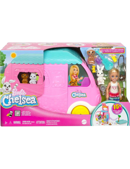 Barbie Camper Chelsea 2-en-1 con Muñeca y Accesorios Barbie Camper Chelsea 2-en-1 con Muñeca y Accesorios