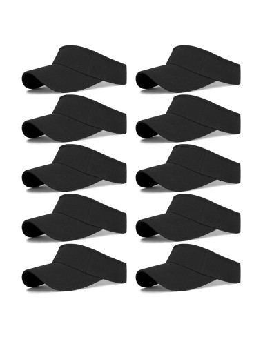 10 Gorras Visera Ajustables UV Niños 6-12 Años - Negro