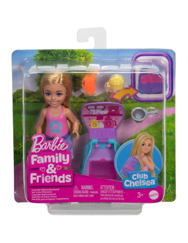 Muñeca Chelsea Barbie con mochila y set para hornear