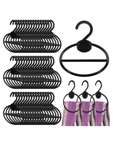 50 Perchas para Bufandas KisSealed, Organizador de Plástico Negro