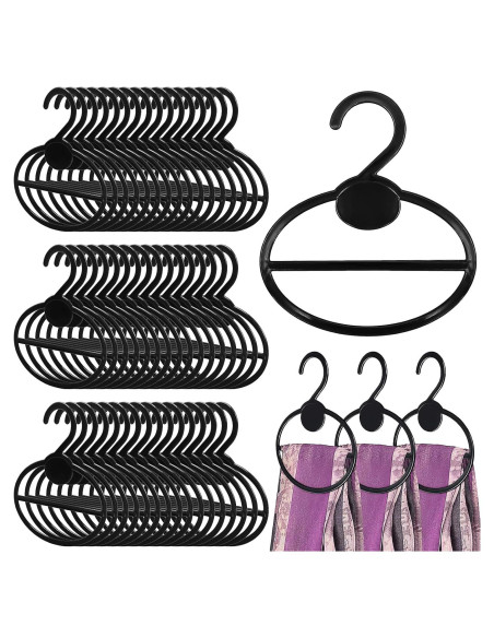 50 Perchas para Bufandas KisSealed, Organizador de Plástico Negro 50 Perchas para Bufandas KisSealed, Organizador de Plástico Negro