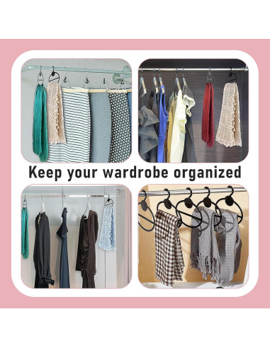 50 Perchas para Bufandas KisSealed, Organizador de Plástico Negro