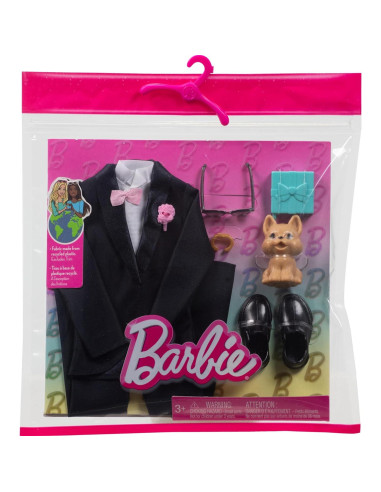 Ropa de Barbie Tuxedo Novio Ken con Accesorios 19,4x17,8cm
