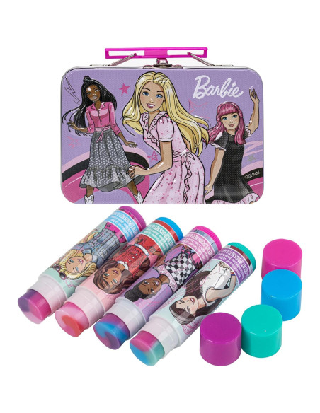 Set de Maquillaje Infantil Barbie - 4 Balsamos Labiales Naturales Set de Maquillaje Infantil Barbie - 4 Balsamos Labiales Naturales