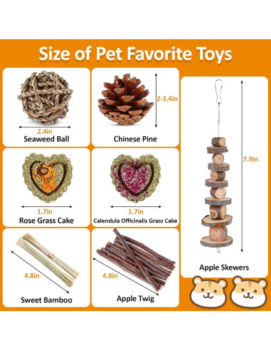 Conjunto de Juguetes para Hámster VESPRO - Madera y Heno