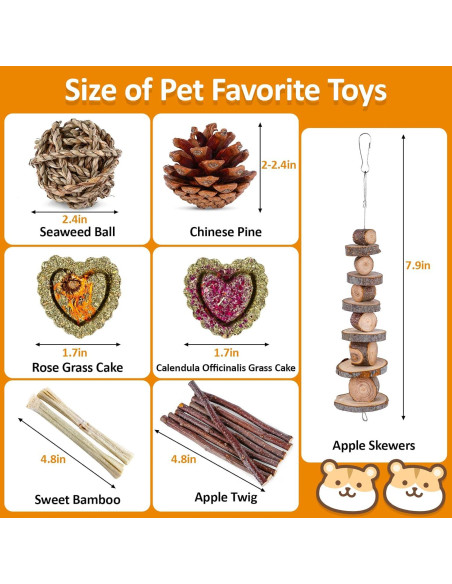 Conjunto de Juguetes para Hámster VESPRO - Madera y Heno Conjunto de Juguetes para Hámster VESPRO - Madera y Heno