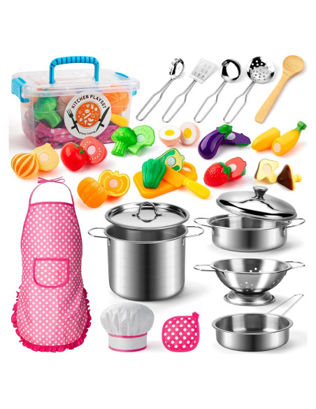 Juego de Cocina Infantil 26 Piezas Tigerhu - Utensilios y Alimentos Juego de Cocina Infantil 26 Piezas Tigerhu - Utensilios y Alimentos