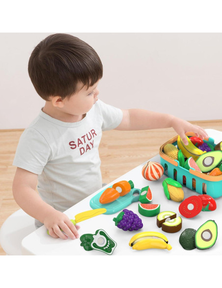 Set de Comida de Juego MOEAWS 28 Piezas Frutas y Verduras Set de Comida de Juego MOEAWS 28 Piezas Frutas y Verduras
