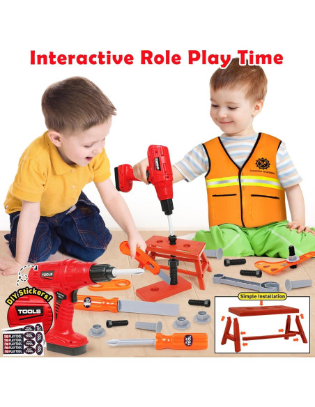 Juego de Herramientas para Niños Hieoby 50 Piezas 3-8 Años Juego de Herramientas para Niños Hieoby 50 Piezas 3-8 Años