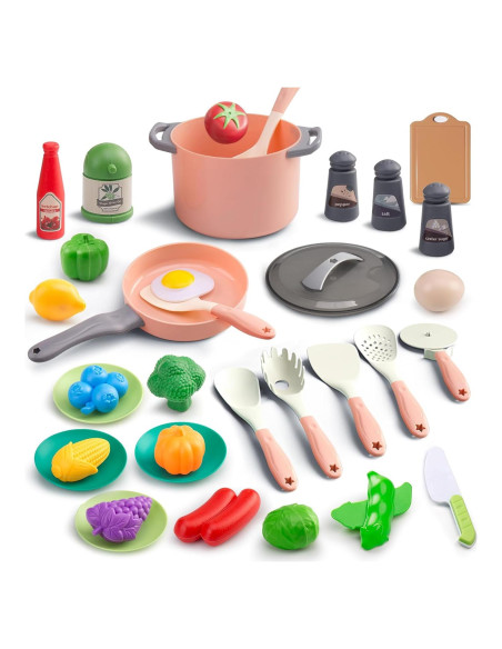 Juego de Cocina para Niños 35 Piezas JOKERKING Rosa Juego de Cocina para Niños 35 Piezas JOKERKING Rosa